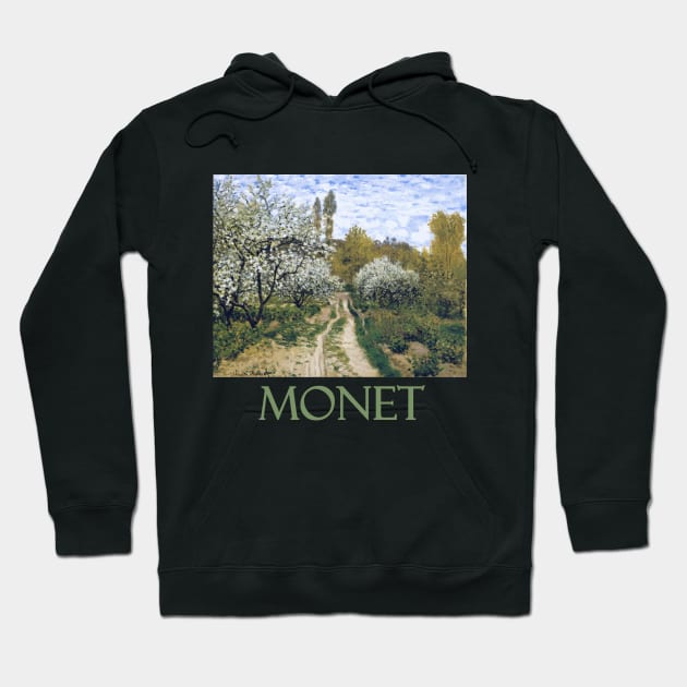 Trees in Bloom (1872) by Claude Monet Hoodie by Naves